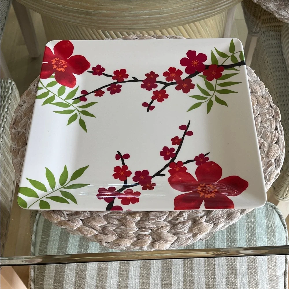 Melamine beautiful cherry blossoms square plates